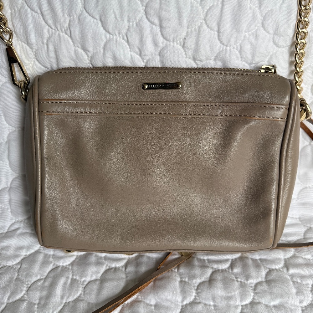 REBECCA MINKOFF Taupe MINI MAC Crossbody Leather Bag Purse - Picture 4 of 8